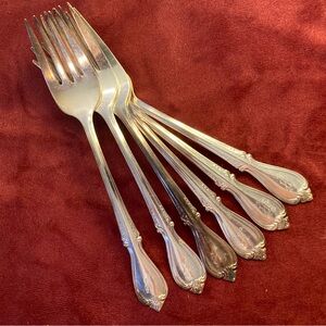6 Silverplate Salad Forks w/ H Monogram Wm Rogers Memory Pattern | 1960s